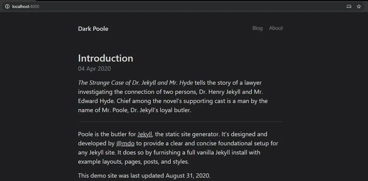Local site screenshot